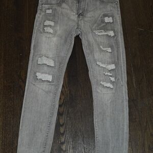 Distressed Gray Men Jeans